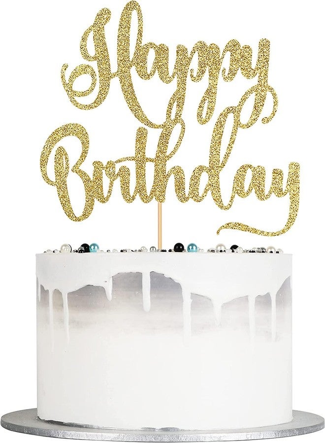 Confetti! happy birthday Cake Topper, Happy Birthday Cake Bunting Decor, Birthday Party Decoration Supplies, (Gold) - Image 1